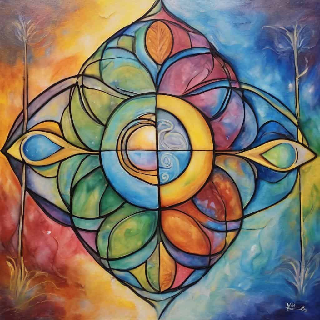 Very colorful abstract mandala art with vibrant watercolor background, representing change through habit.